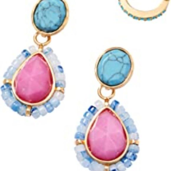NWT Stella & Dot Covet Drop Earring Set Pink Katie Redmond - Picture 1 of 10